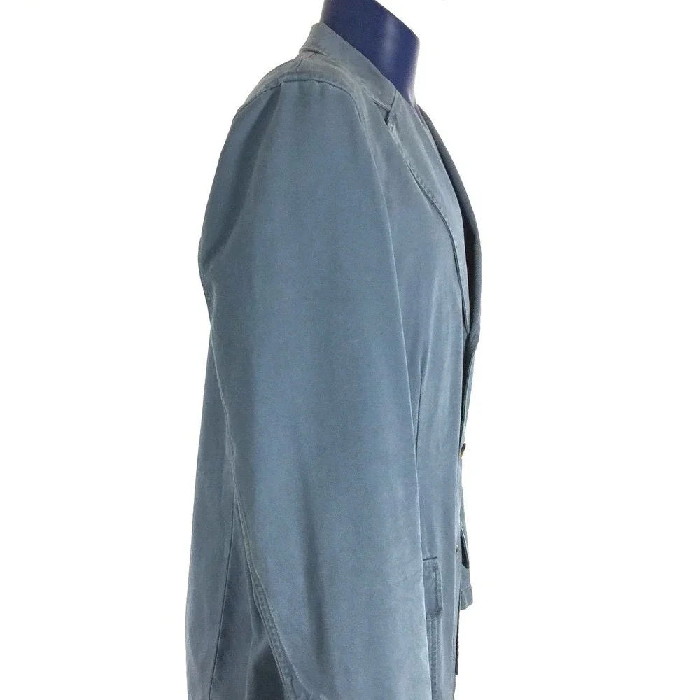 J.Crew Mens Jacket LARGE Dusty Blue Big Pocket Cotton‎ Casual Car Coat